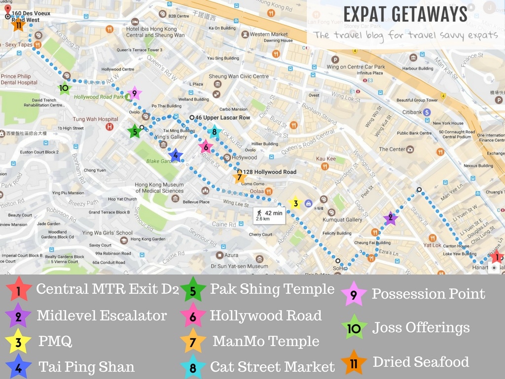 Start your walking tour of Hong Kong's Western District at Central MTR and finish at Sai Ying Pun. 
