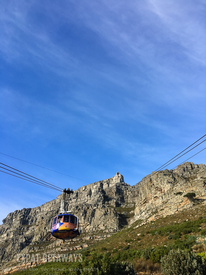 Expat-Getaways-table-mountain-cableway-one-week-cape-town On a clear day in Cape Town you need to take yourself straight to the Table Mountain Cable Way. Expat Getaways One Week in Cape Town.