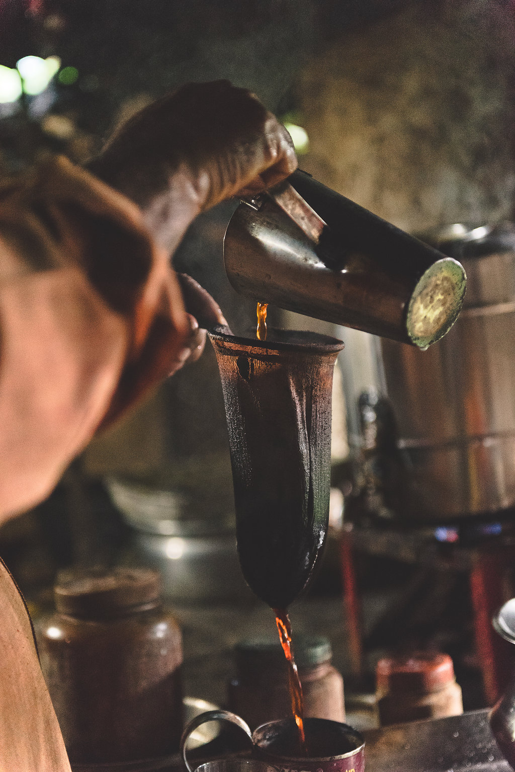 Indian tea is strained through a sack before being served at a local tea shop in Muvattupuzha. Expat Getaways - One Week in Kerala, India. 