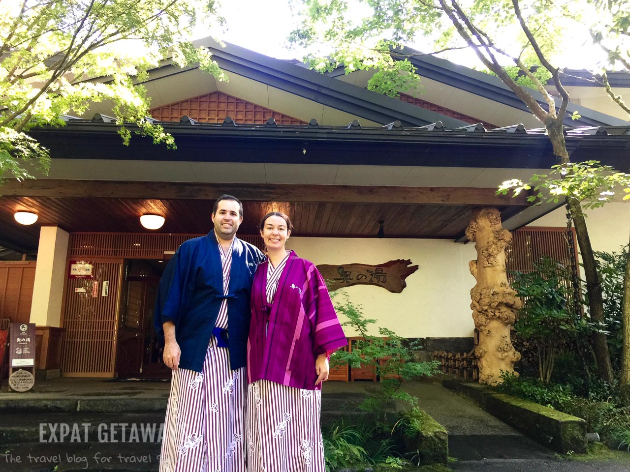 Enjoying a traditional Japanese ryokan in the onsen town Kurokawa. Expat Getaways - Babymoon Destinations.